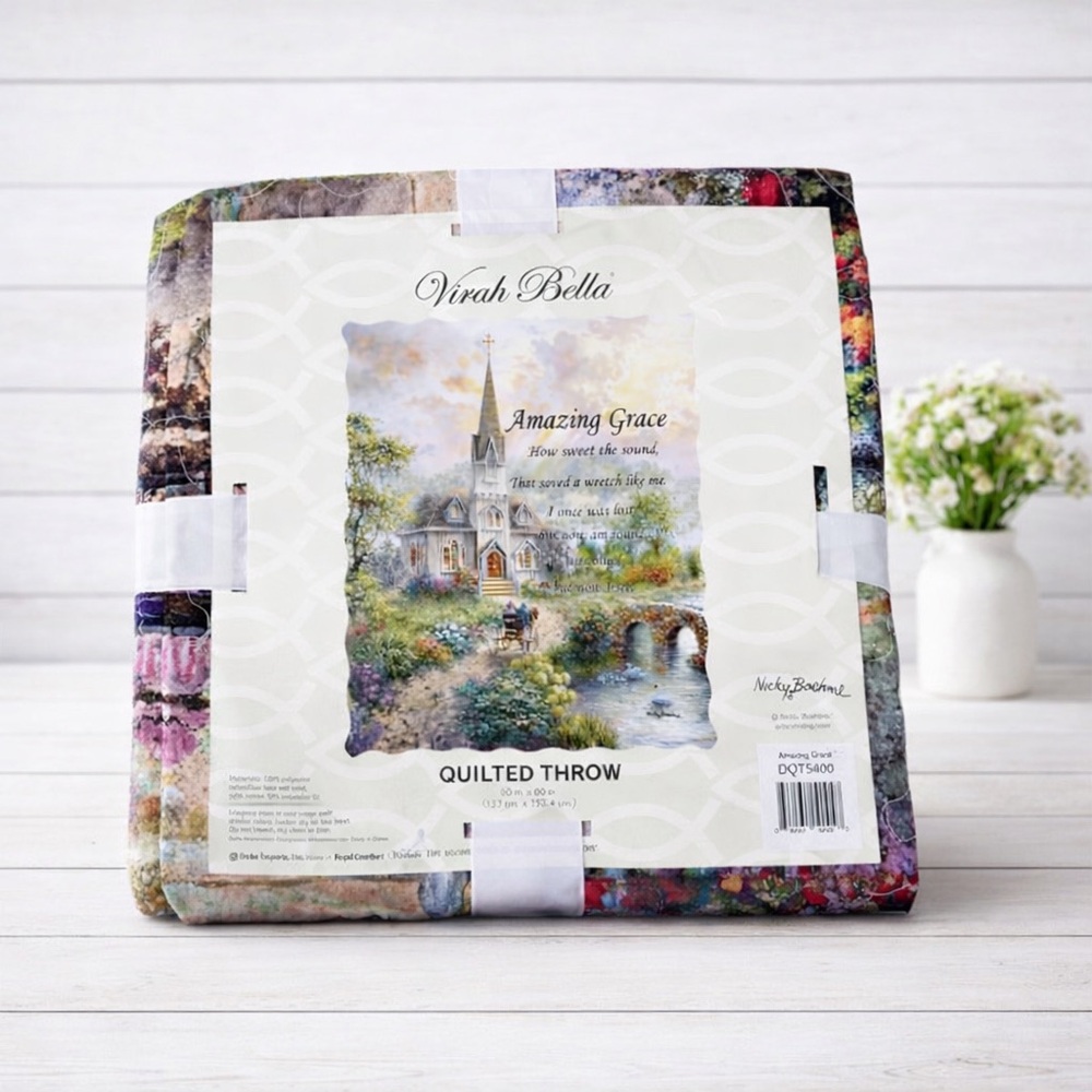 NEW Beautiful Virah Bella Amazing Grace 50x60 Quilted Throw